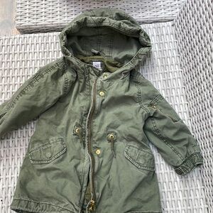 Baby Gap Toddler Jacket- Olive Green Hooded Utility Jacket Size 2